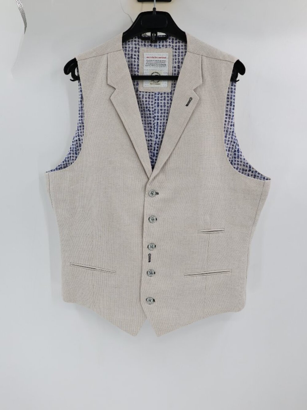 A Fish Named Fred Vest Men's 44 Linen Cotton suit gilet Sleeveless Waistcoat